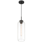 Elle Pendant - Matte Black / Clear