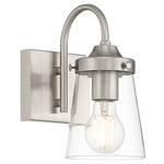 Dickens Wall Sconce - Brushed Steel / Clear