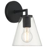 Katie Wall Sconce - Matte Black / Clear