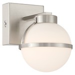 Emma Color-Select Wall Sconce - Brushed Steel / Opal