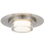 Plate Color-Select Outdoor Ceiling Light - Brushed Stainless Steel / Frost