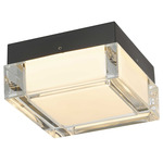 Box Color-Select Outdoor Ceiling Light - Sand Black / Frost