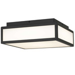 Panel Color-Select Square Outdoor Ceiling Light - Sand Black / Etched White Opal