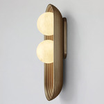 Eos Double Wall Sconce - Antique Brass / Alabaster
