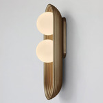 Eos Double Wall Sconce - Antique Brass / Frosted