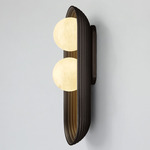 Eos Double Wall Sconce - Dark Bronze / Alabaster