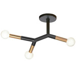 Morgan Semi Flush Ceiling Light - Aged Brass / Matte Black