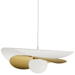 Paven Pendant - Matte White / Aged Brass / Opal
