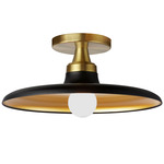 Quentin Semi Flush Ceiling Light - Matte Black / Gold / Gold