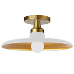 Quentin Semi Flush Ceiling Light - Matte White / Gold / Gold