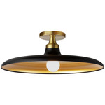 Quentin Semi Flush Ceiling Light - Matte Black / Gold / Gold