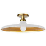 Quentin Semi Flush Ceiling Light - Matte White / Gold / Gold