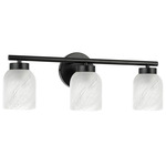 Vonda Bathroom Vanity Light w/Faux Alabaster - Matte Black / Faux Alabaster