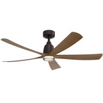 Kute5 Smart Ceiling Fan with Double Walled Light - Black / Koa