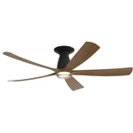 Kute5 Smart Flush Ceiling Fan with Double Walled Light - Black / Koa