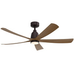 Kute5 Smart Ceiling Fan with Knurled Light - Black / Koa