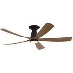 Kute5 Smart Flush Ceiling Fan with Knurled Light - Black / Koa