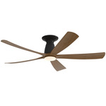 Kute5 Smart Flush Ceiling Fan - Black / Koa