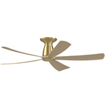Kute5 Smart Flush Ceiling Fan - Brushed Satin Brass / Natural