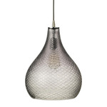 Large Cut Glass Curved Pendant - Silver / Grey