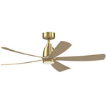 Kute5 Smart Ceiling Fan with Knurled Light - Brushed Satin Brass / Natural