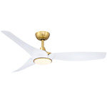 Lizza Smart Ceiling Fan with Light - Brushed Satin Brass / Matte White / White