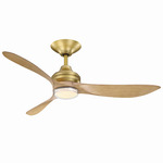 Aviara Smart Ceiling Fan with Light - Brushed Satin Brass / Natural
