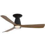 Kute3 Smart Flush Ceiling Fan with Double-Walled Light - Black / Koa / Koa