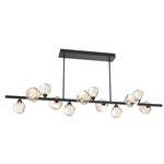Gem Twisted Branch Chandelier - Matte Black / Amber
