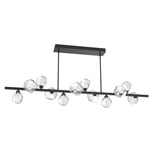 Gem Twisted Branch Chandelier - Matte Black / Clear