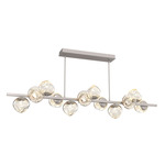 Luna Twisted Branch Linear Chandelier - Beige Silver / Amber Floret