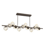 Luna Twisted Branch Linear Chandelier - Flat Bronze / Amber Floret