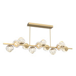 Luna Twisted Branch Linear Chandelier - Gilded Brass / Amber Floret