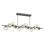 Luna Twisted Branch Linear Chandelier - Graphite / Amber Floret