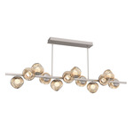 Luna Twisted Branch Linear Chandelier - Beige Silver / Bronze Floret