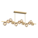 Luna Twisted Branch Linear Chandelier - Gilded Brass / Bronze Floret