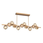 Luna Twisted Branch Linear Chandelier - Novel Brass / Bronze Floret