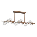 Luna Twisted Branch Linear Chandelier - Burnished Bronze / Clear Floret