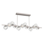 Luna Twisted Branch Linear Chandelier - Beige Silver / Clear Floret