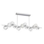 Luna Twisted Branch Linear Chandelier - Classic Silver / Clear Floret