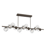 Luna Twisted Branch Linear Chandelier - Flat Bronze / Clear Floret