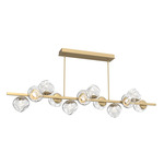 Luna Twisted Branch Linear Chandelier - Gilded Brass / Clear Floret
