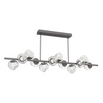 Luna Twisted Branch Linear Chandelier - Graphite / Clear Floret