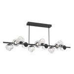 Luna Twisted Branch Linear Chandelier - Matte Black / Clear Floret