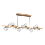 Luna Twisted Branch Linear Chandelier - Novel Brass / Clear Floret