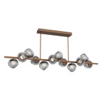 Luna Twisted Branch Linear Chandelier - Burnished Bronze / Smoke Floret