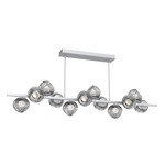 Luna Twisted Branch Linear Chandelier - Classic Silver / Smoke Floret