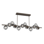 Luna Twisted Branch Linear Chandelier - Flat Bronze / Smoke Floret
