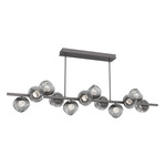 Luna Twisted Branch Linear Chandelier - Graphite / Smoke Floret