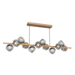 Luna Twisted Branch Linear Chandelier - Novel Brass / Smoke Floret
